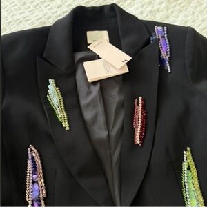 Cinq à Sept Black Blazer with Colorful Embellishments